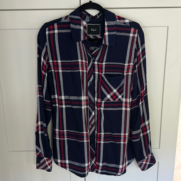 RAILS Hunter Plaid Flannel Shirt in Navy/Red/White - Picture 3 of 9